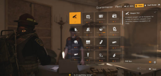 The Division 2 Perks menu.