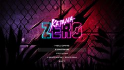 Katana ZERO main menu.