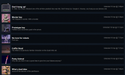 Some of the Katana Zero Steam achievements.