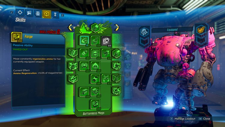 Borderlands 3: Moze Skill Tree - Hold To Reset