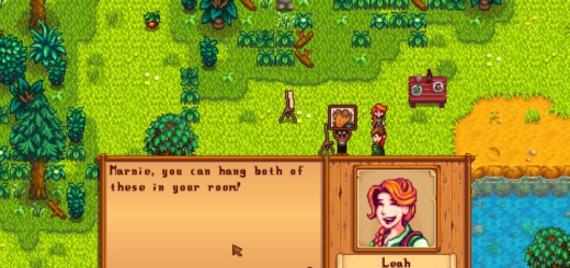 Leah and the farmer painting together in Cindersap Forest during Leah's 14 Heart Event in Stardew Valley.