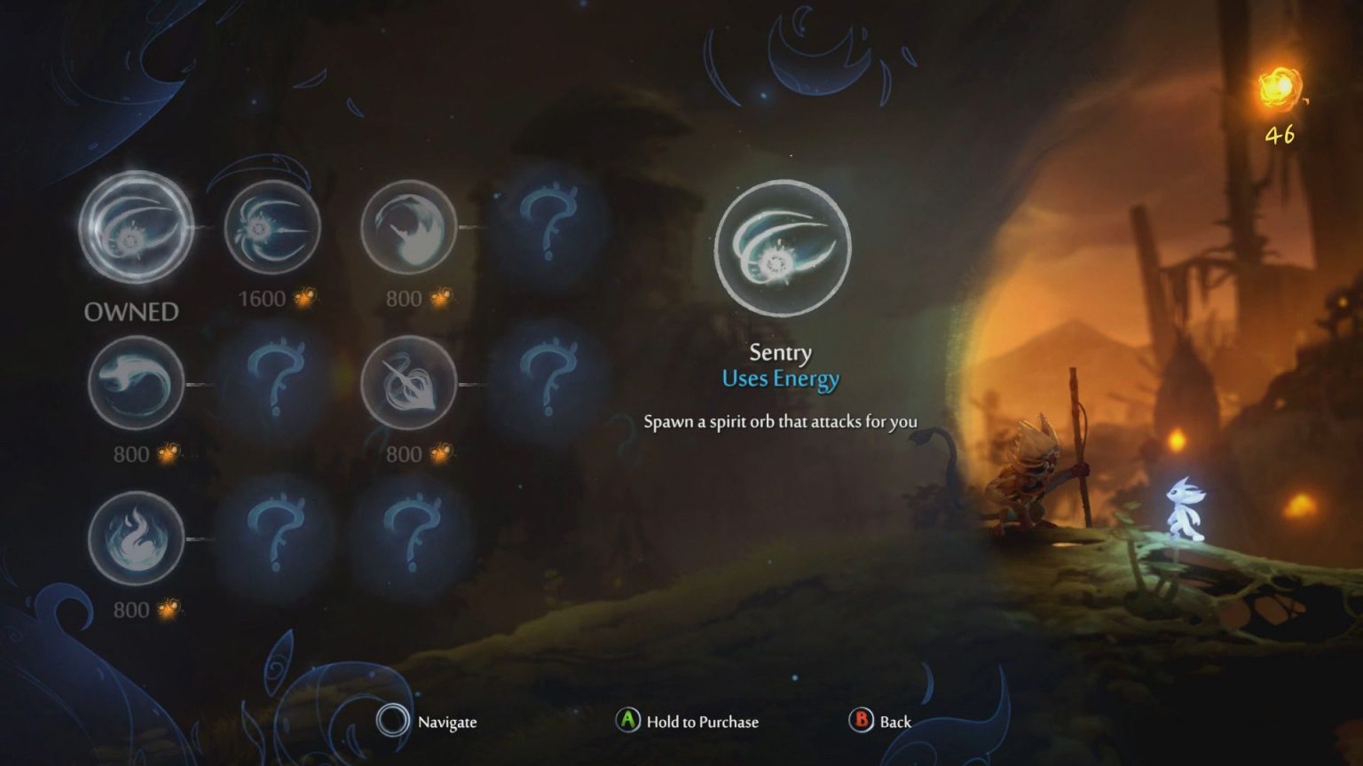 Ori and the Will of the Wisps Abilities List Hold to Reset