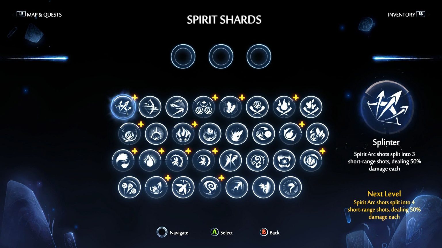 Ori and the Will of the Wisps All Spirit Shards List Hold to Reset
