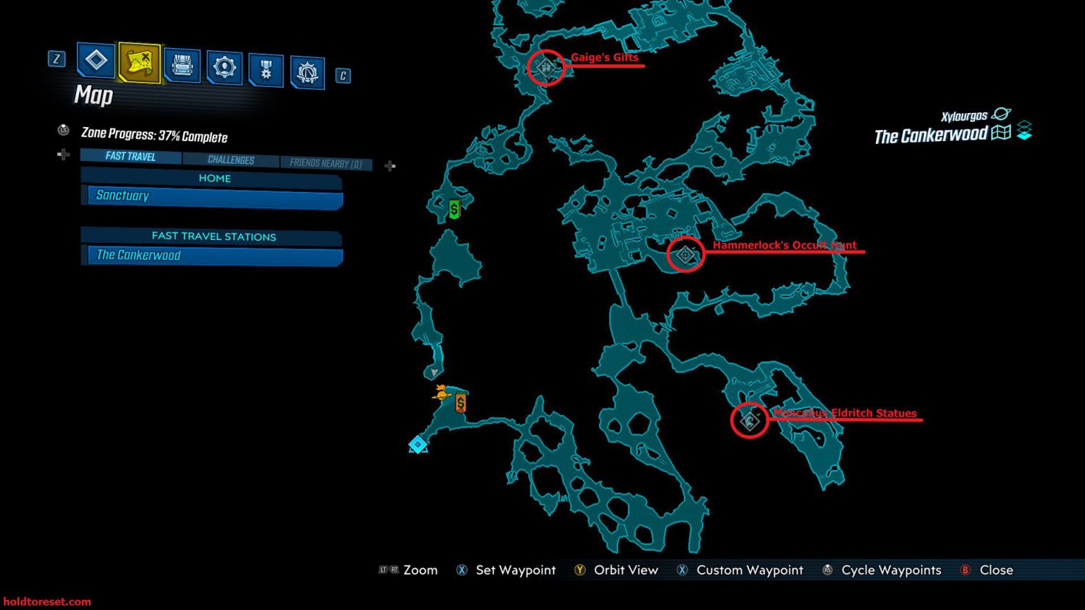 Borderlands 3 The Cankerwood Crew Challenges Guide Hold to Reset