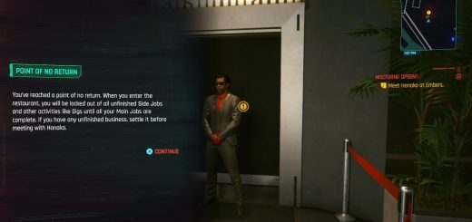 Point of no return for the Cyberpunk 2077 endings.