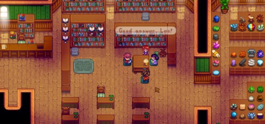 Image of Leo's Nine Hearts event in Stardew Valley, showing Leo and Linus at the Mountain area with a montage of Leo adjusting to life in Stardew Valley.