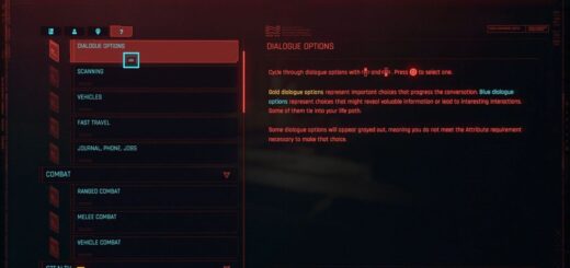 Dialogue colors explainer screen in Cyberpunk 2077.