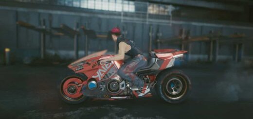 The Yaiba Kusanagi CT 3X bike in Cyberpunk 2077.