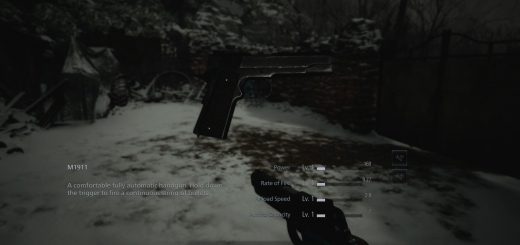 The M1911 gun in Resident Evil Village.