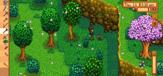 Farmer standing in front of Robin's Lost Axe in Stardew Valley, located on the ground just north of the Sewer entrance along the eastern edge of the map.