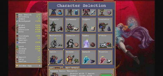 Image showing Gallo on the Character Selection screen in Vampire Survivors.