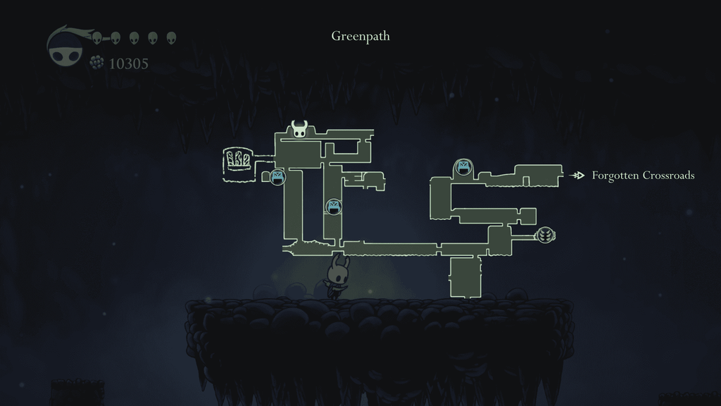 Map location of the Zote the Mighty in Greenpath.