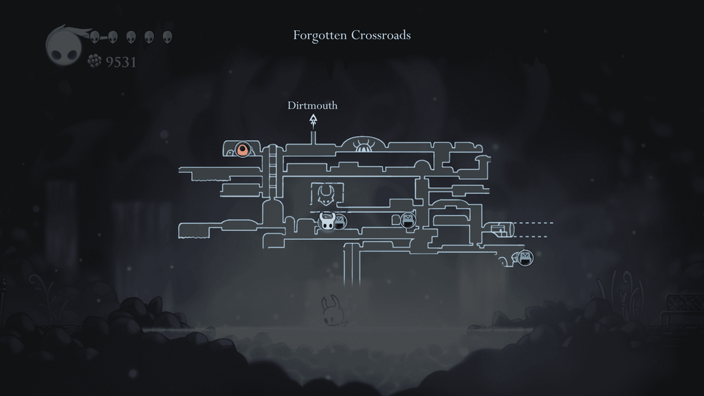 Map location of the Hot Springs and Bench room in The Forgotten Crossroads.
