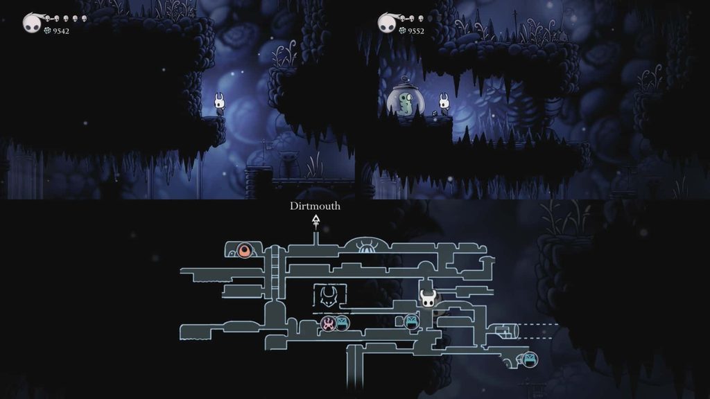 Map location of a Grub in The Forgotten Crossroads.