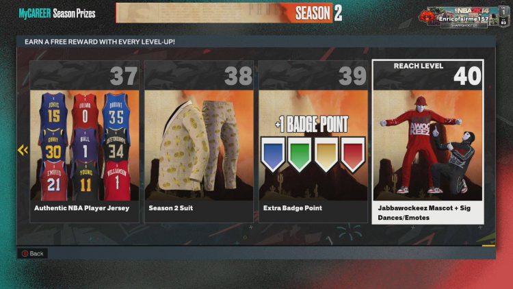NBA 2K23 Season 2 Season Prizes List