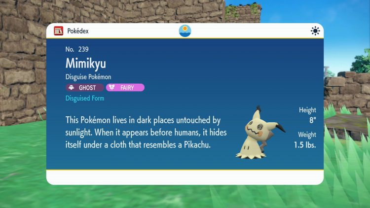 Mimikyu Pladea Pokedex entry.