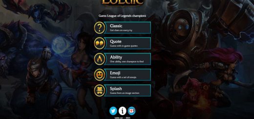Image showing the LoLdle main menu screen.