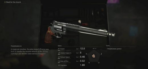 Image showing the Handcannon gun in Resident Evil 4 Remake.