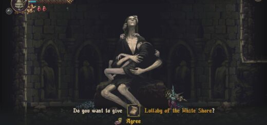 Image showing giving the Lullaby of the White Shore to mother in Blasphemous 2.