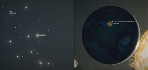 Map location of the Crucible colony in Starfield.