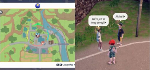 Image showing the map location of the lovey-dovey couple in Pokemon Scarlet and Pokemon Violet Teal Mask DLC.