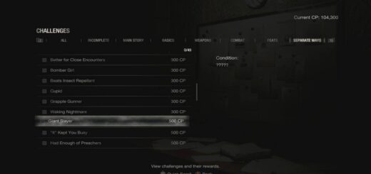 Image showing the Separate Ways Challenges screen in RE4R.