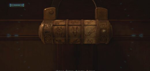 Image showing the Combination Lock solution for the locked Blue Beetle exhibit in the Separate Ways DLC.