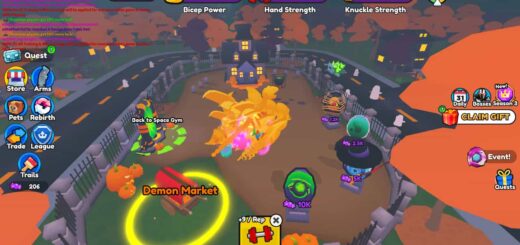 Halloween World in the Arm Wrestle Simulator Experience in Roblox.