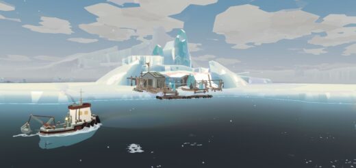 Dredge The Pale Reach DLC screenshot showing the boat in the new ice biome.