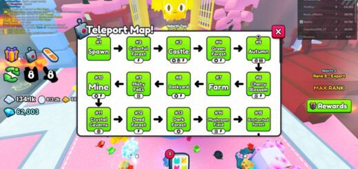 The first few areas in Pet Simulator 99 shown on a map.