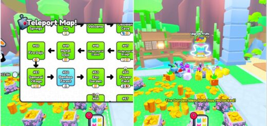 The location of the Upgrade Fruits Machine in Pet Simulator 99.