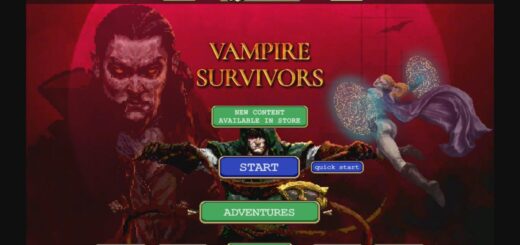 Adventure Mode on the main menu of Vampire Survivors.