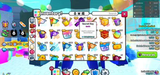 Pet Simulator 99 Secret Key item in player's inventory in-game.