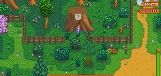 The Giant Stump in Cindersnap Forest in Stardew Valley.