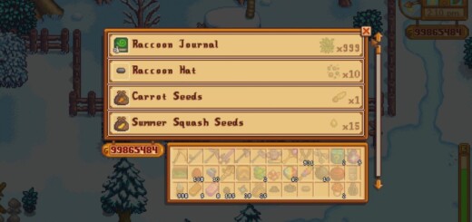 The Stardew Valley Raccoon Shop inventory.