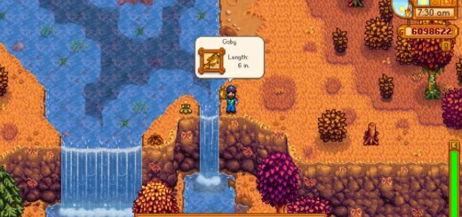 The Farmer having caught a Goby in Stardew Valley.