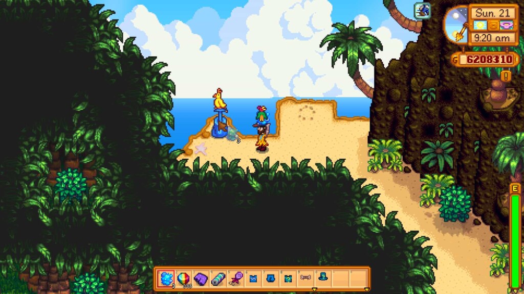 The Stardew Valley Golden Joja Parrot.