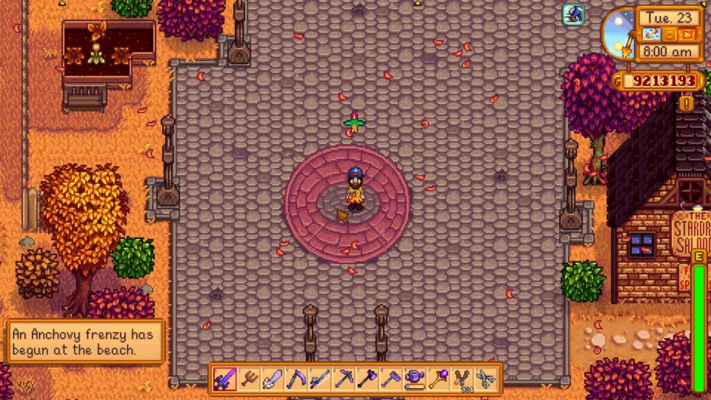 The Fish Frenzy message that appears in the bottom left of the screen when active in Stardew Valley.
