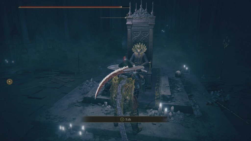 Count Ymri on his throne in Elden Ring.