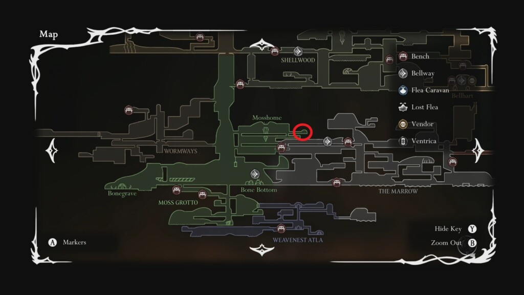 Map location of the Mossberry Stew in Mosshome.