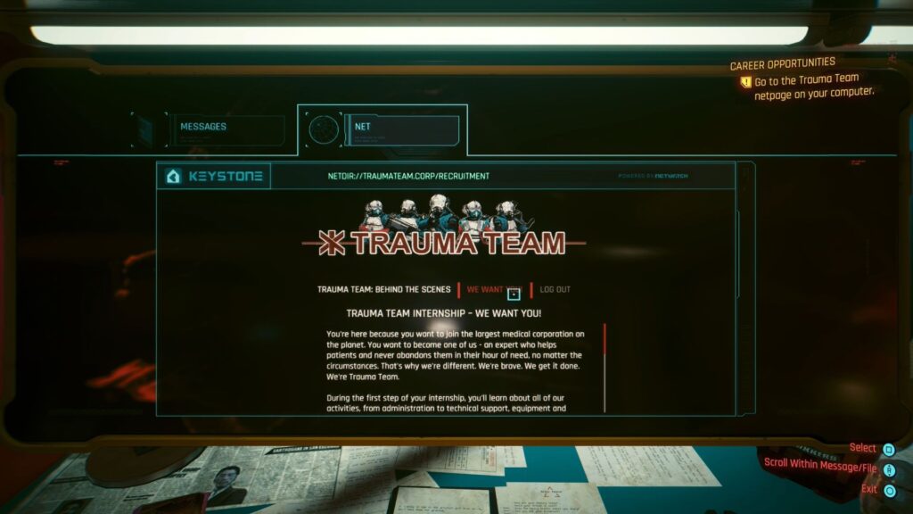 Applying for the Trauma Team internship on the webpage. 