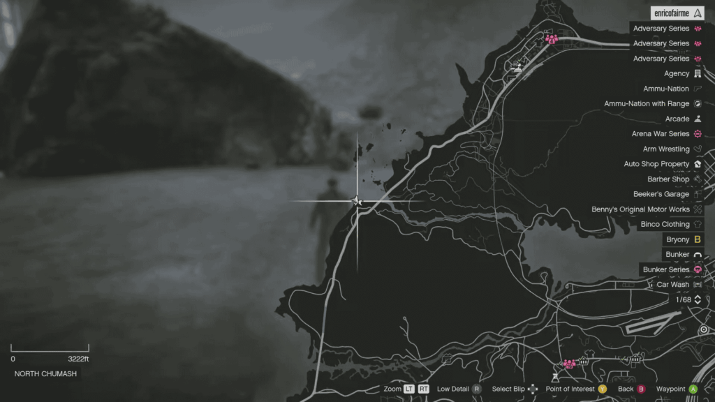 The North Chumash Shipwreck Map Spawn location.
