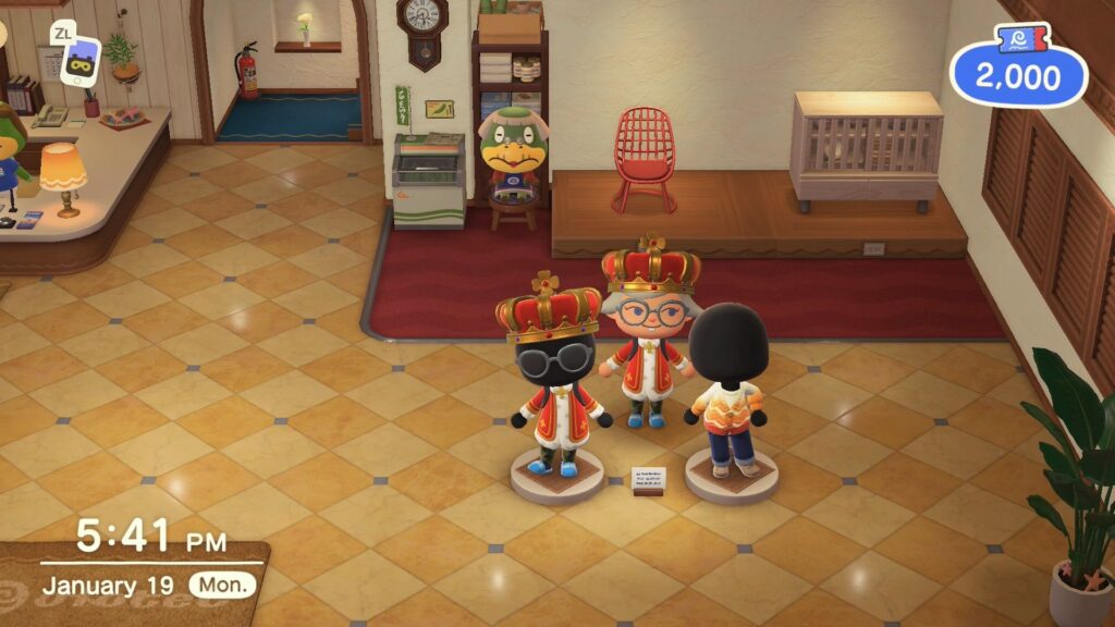 Mannequins wearing unique outfits in the hotel souvenir store. 