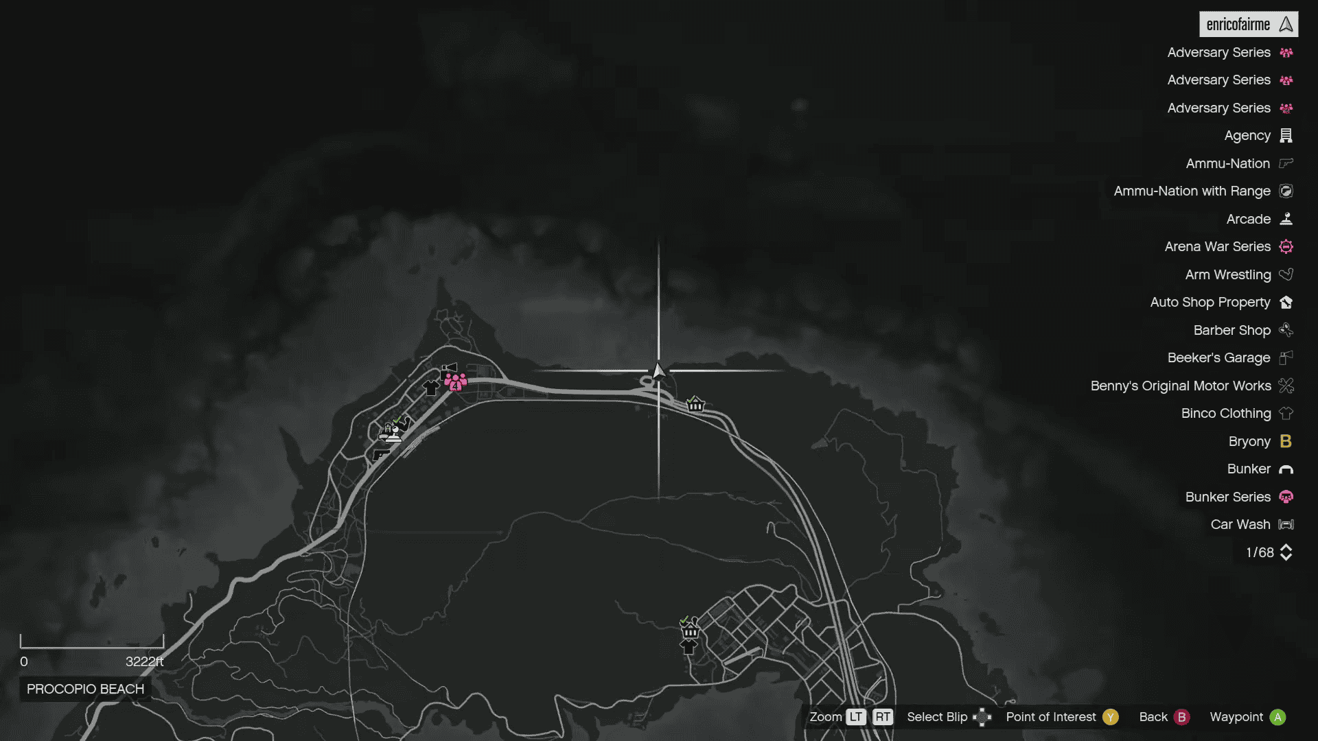 Map location of the Procopio Beach Shipwreck spawn.