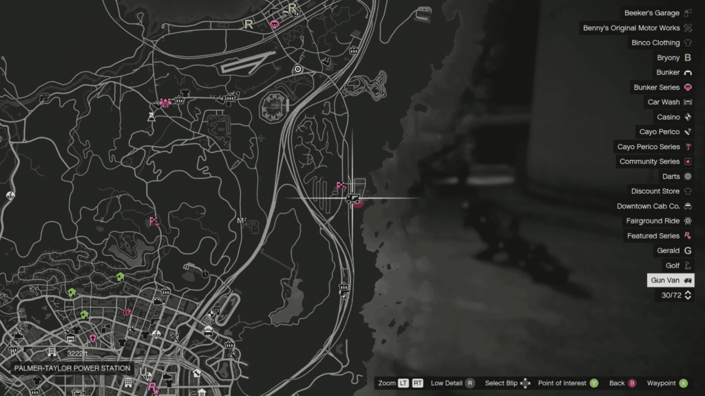 The map location of the Palmer-Taylor Power Station Gun Van spawn.