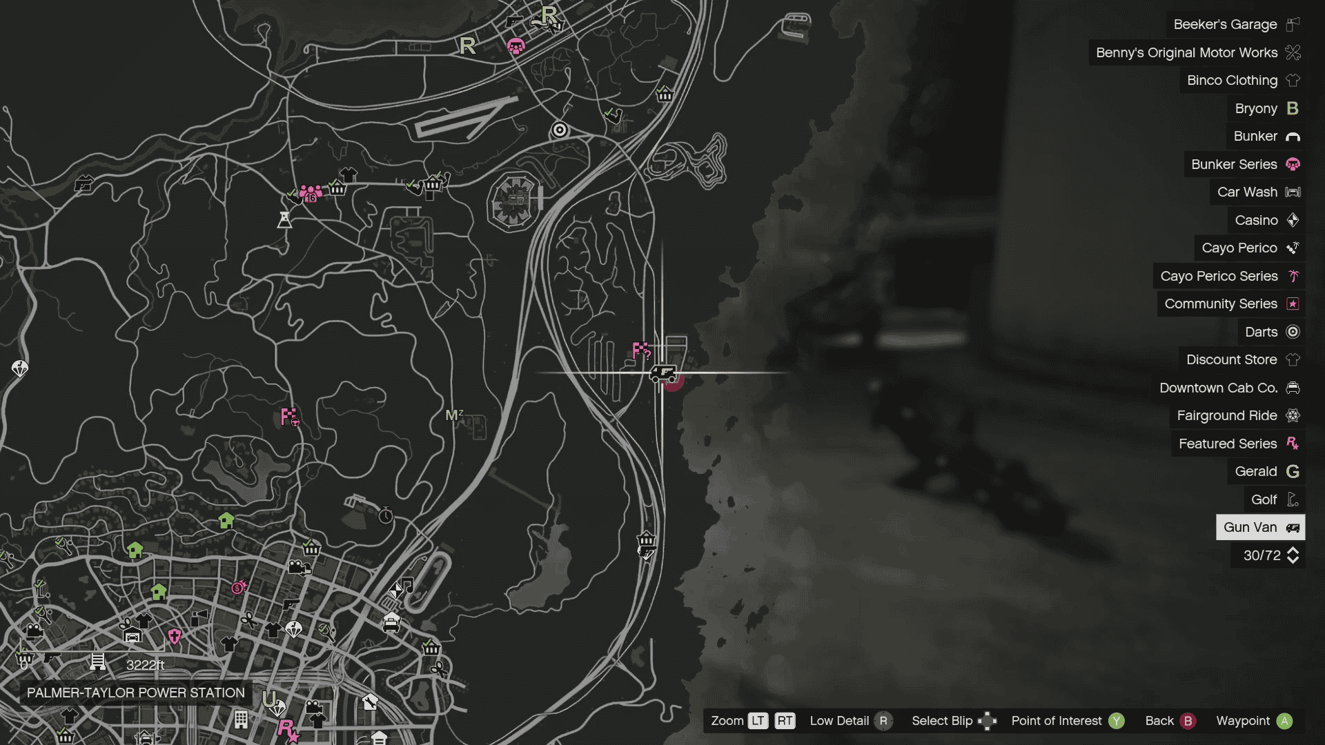 The map location of the Palmer-Taylor Power Station Gun Van spawn.