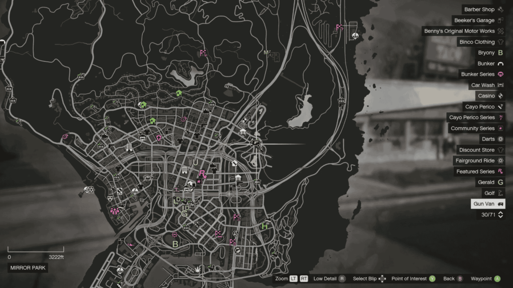 Gun Van in Mirror Park spawn location on the map.