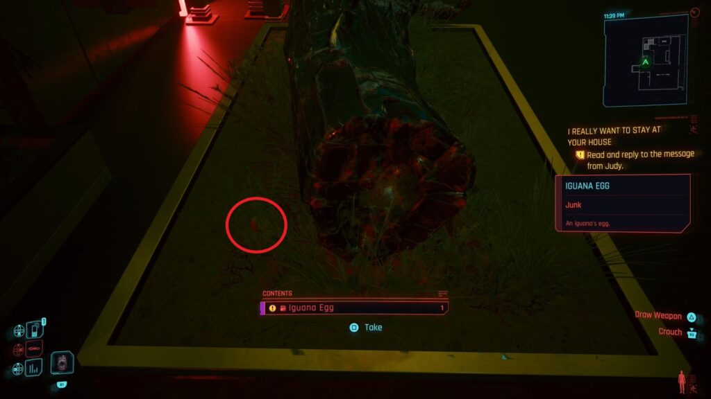 The location of the Iguana Egg in the penthouse.