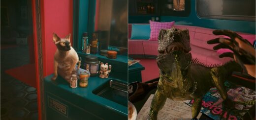 Nibbles and the Iguana Pet in Cyberpunk 2077.