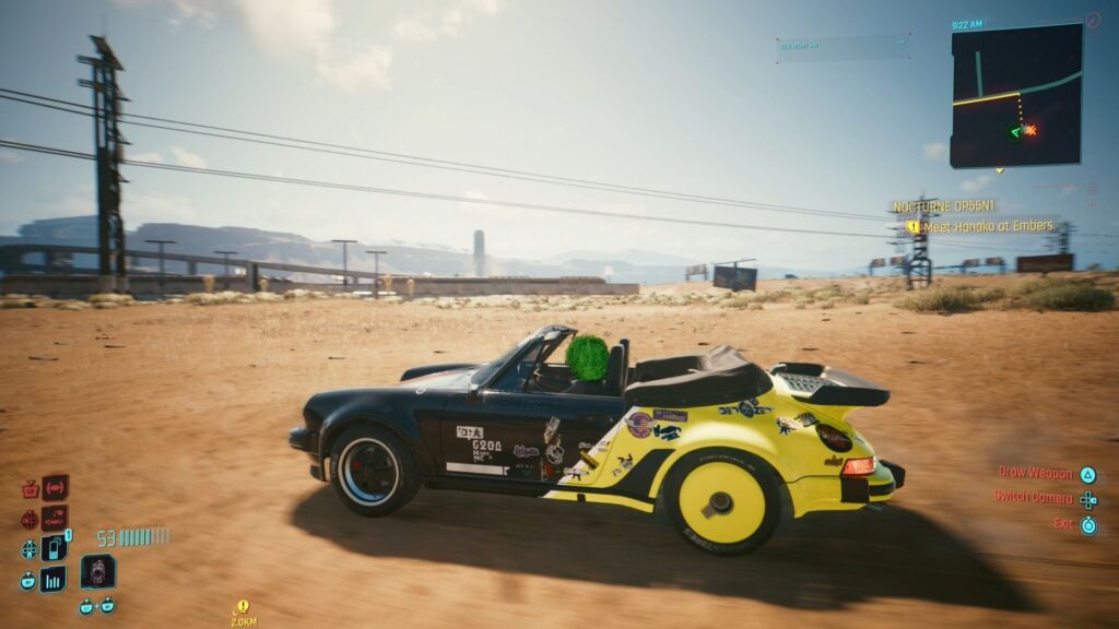 The Porsche 911 Turbo Cabriolet in Cyberpunk 2077.